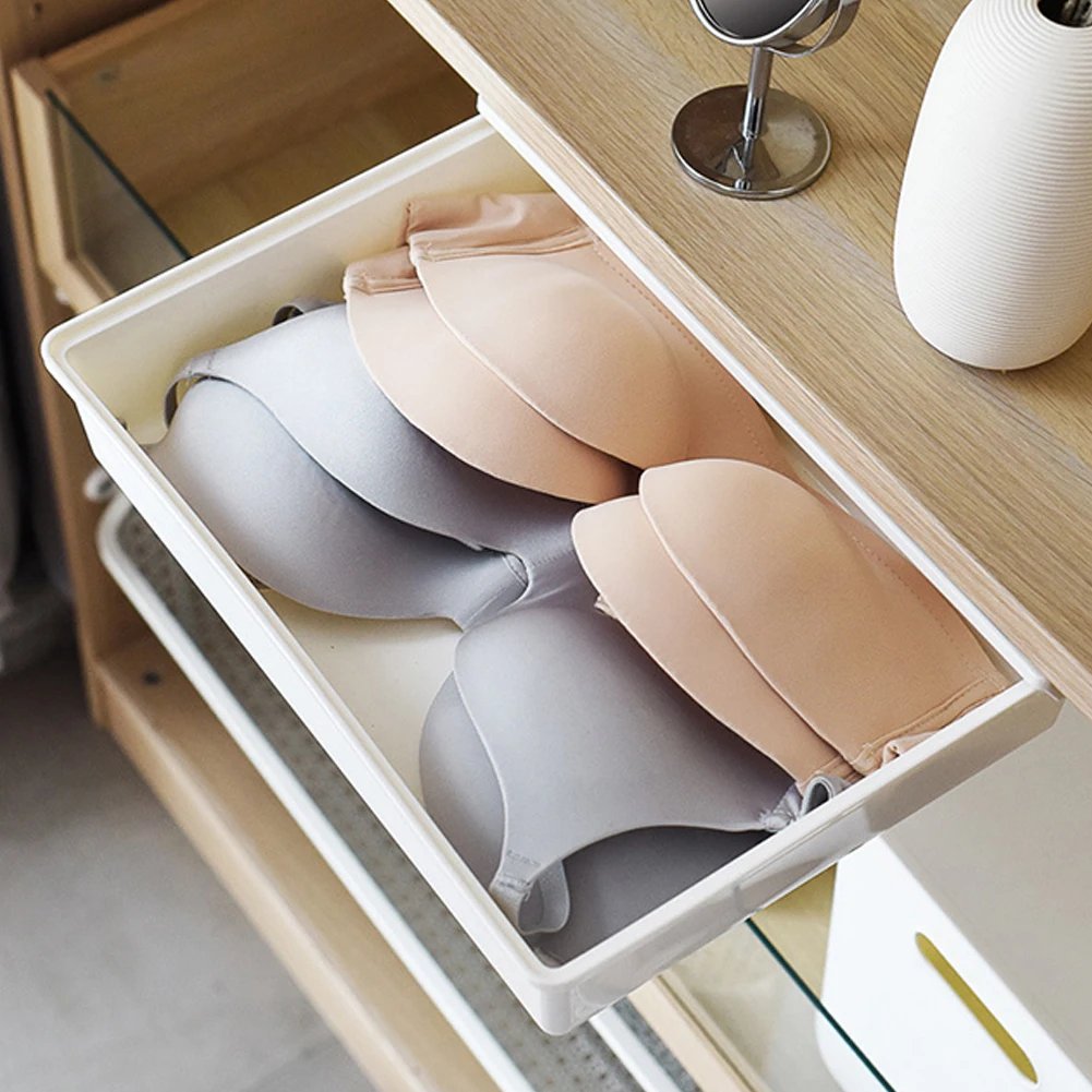 Under Desk Drawer Under Desk Organizer Self Adhesive Under Table Storage Holder Table Storage Container for Cosmetics Sundries