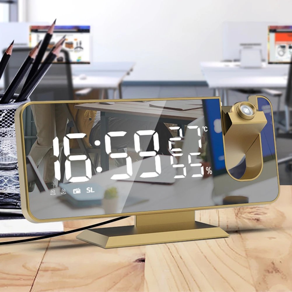 Projection Alarm Clock with FM Radio Projector Bedside Alarm Clock Timing Adjustable Brightness Dimmable for Home Bedroom Office Projection Alarm Clock with FM Radio Projector Bedside Alarm Clock Timing Adjustable Brightness Dimmable for Home Bedroom Office