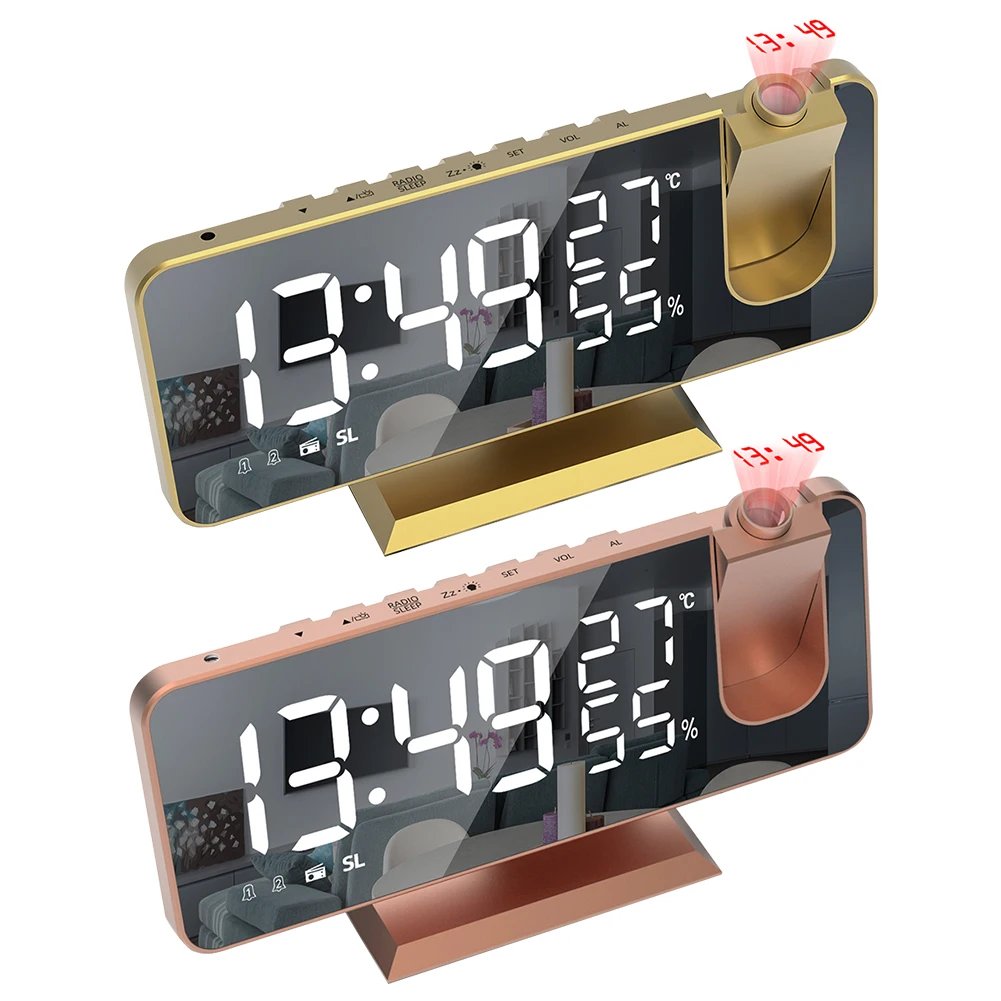 Projection Alarm Clock with FM Radio Projector Bedside Alarm Clock Timing Adjustable Brightness Dimmable for Home Bedroom Office Projection Alarm Clock with FM Radio Projector Bedside Alarm Clock Timing Adjustable Brightness Dimmable for Home Bedroom Office