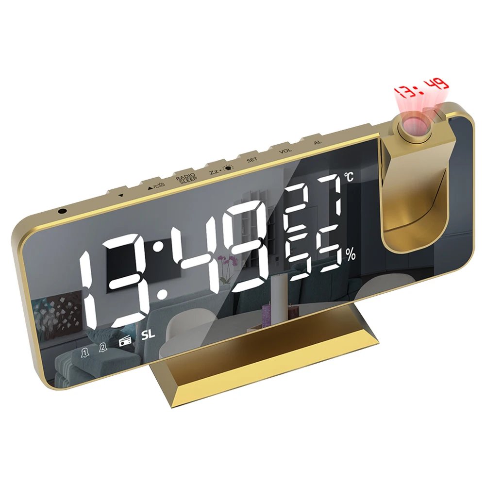 Projection Alarm Clock with FM Radio Projector Bedside Alarm Clock Timing Adjustable Brightness Dimmable for Home Bedroom Office Projection Alarm Clock with FM Radio Projector Bedside Alarm Clock Timing Adjustable Brightness Dimmable for Home Bedroom Office
