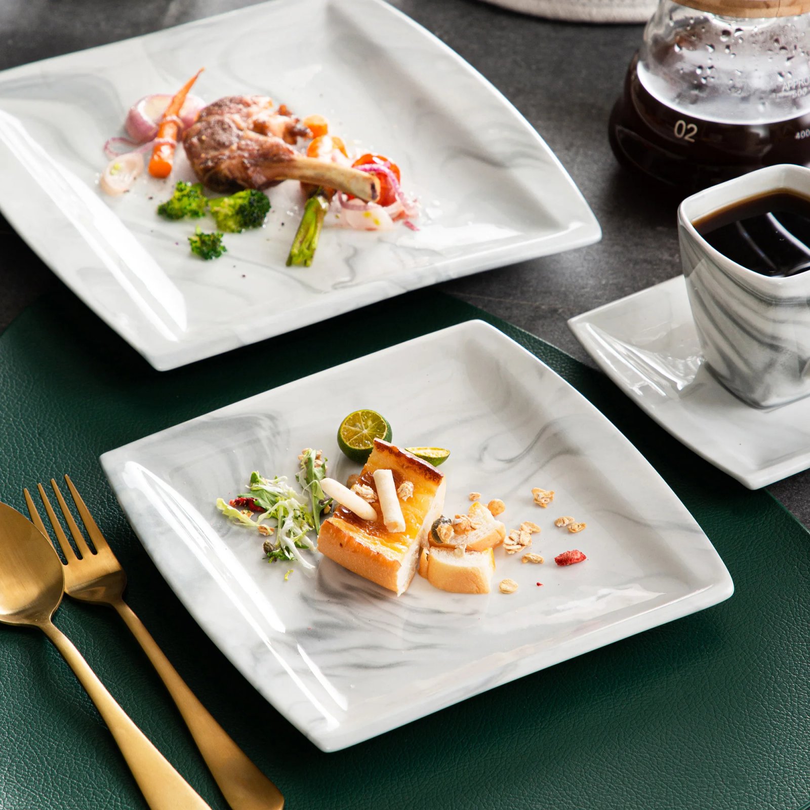 MALACASA 30/60PCS Marble Grey Porcelain Tableware Dinnerware Set with 6PCS Dessert/Soup/Dinner Plate/Cup/Saucer,Service for 12 MALACASA 30/60PCS Marble Grey Porcelain Tableware Dinnerware Set with 6PCS Dessert/Soup/Dinner Plate/Cup/Saucer,Service for 12