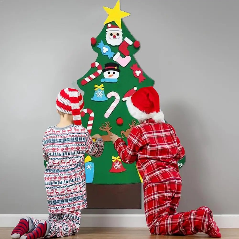 Felt Christmas Tree For Kids Wall Christmas Decorations Supplies Felt Set For Home Decoration For Classroom 18 Months Kids