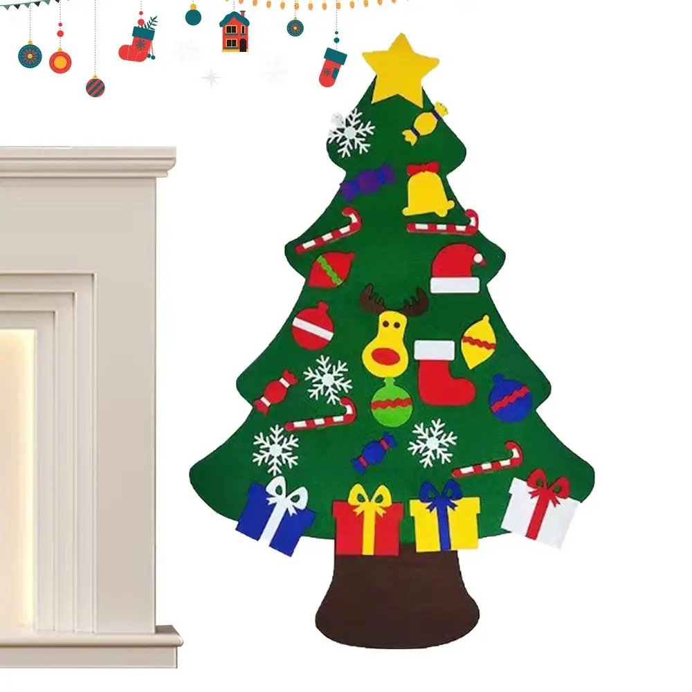 Felt Christmas Tree For Kids Wall Christmas Decorations Supplies Felt Set For Home Decoration For Classroom 18 Months Kids