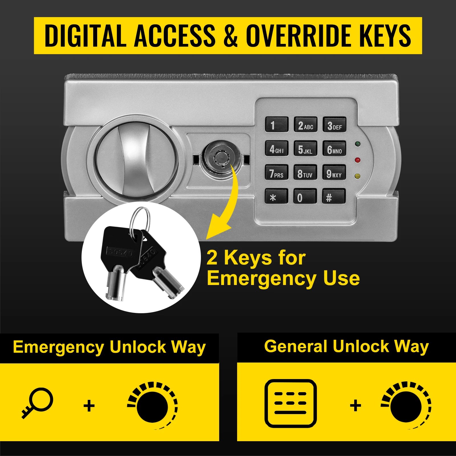 VEVOR Electronic Safe Deposit Box With Drop Slot Secret Hidden Piggy Bank Security Digital Access Two Keys for Store Money Guns