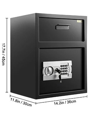 VEVOR Electronic Safe Deposit Box With Drop Slot Secret Hidden Piggy Bank Security Digital Access Two Keys for Store Money Guns