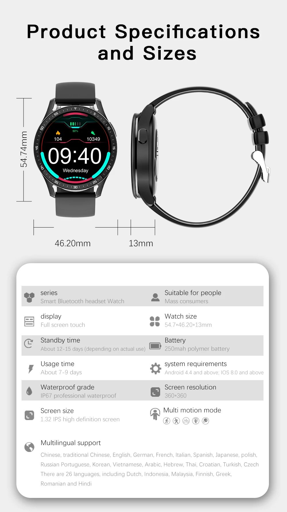 X10 Smart Watch Two In One TWS Wireless Bluetooth Call Headset Full-Touch Large Screen Heart Rate Monitor Sport Music Smartwatch