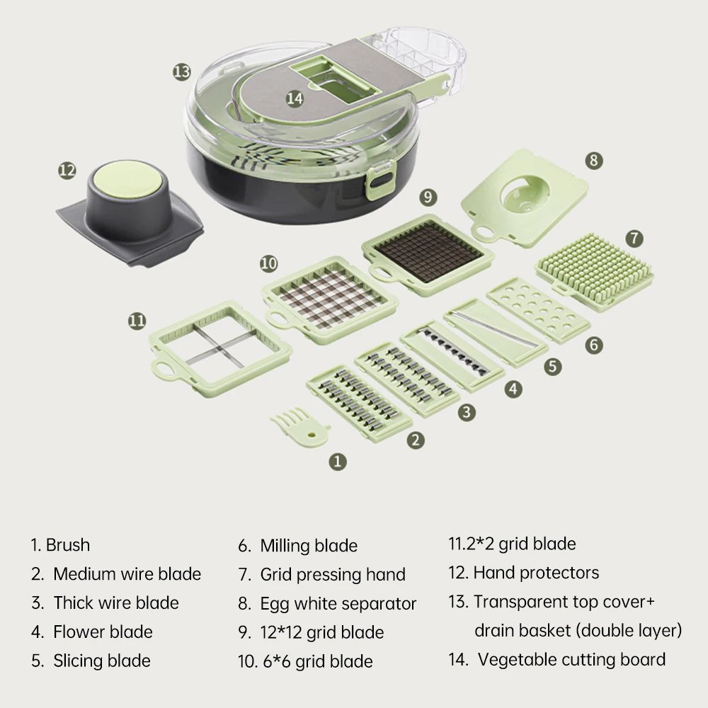 13 in 1 Vegetable Chopper with Container Kitchen Gadgets Veggie Dicer Cutter for Onion Tomato Vegetable Slicer Dicer Cutter