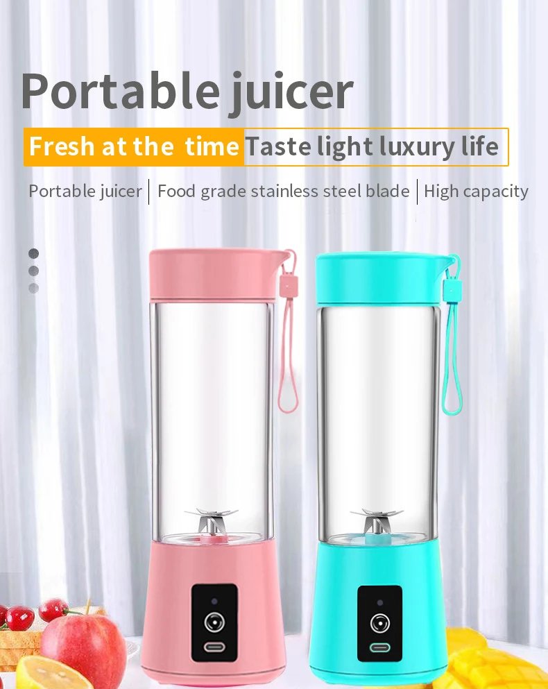 Juice Mixer Shake Take Juice Cup Electronic Mini 380ml Blender Mixer Cup With USB Rechargeable 6 Blades Mini Fruit Juice Mixer