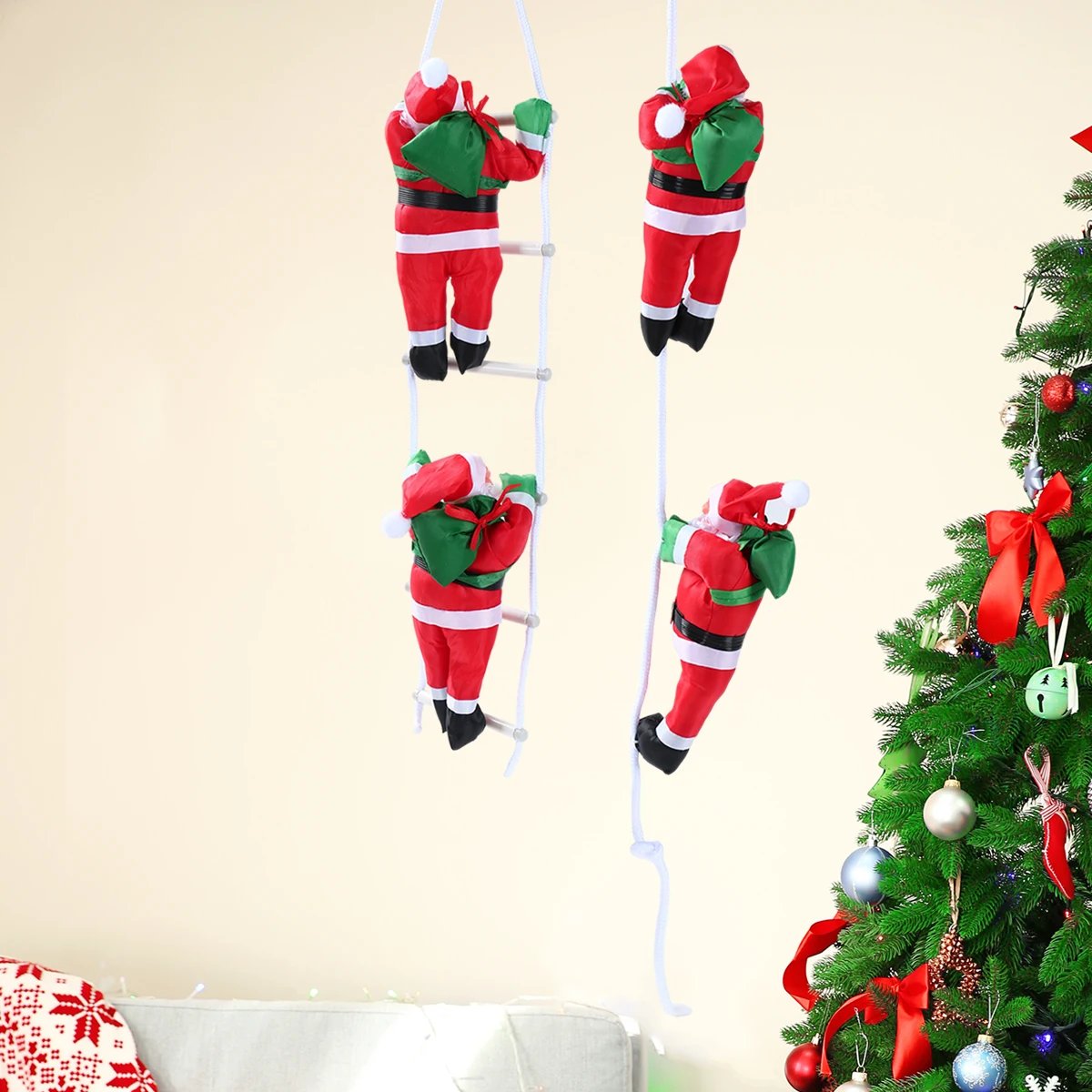 Santa Claus Climbing Ladder Pendant Merry Christmas Decoration For Home 2024 Navidad Cristmas Tree Ornament 2025 New Year Gift