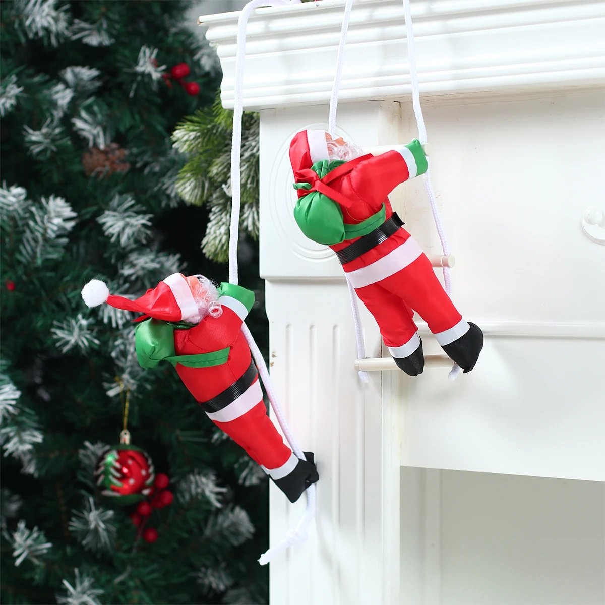 Santa Claus Climbing Ladder Pendant Merry Christmas Decoration For Home 2024 Navidad Cristmas Tree Ornament 2025 New Year Gift