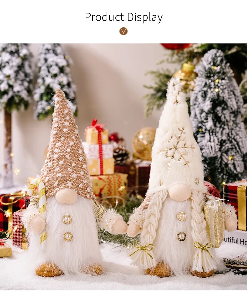 30cm Glowing Gnome Christmas Decorations 2024 Faceless Plush Dolls elf Home Ornaments Navidad New Year 2024 Gift