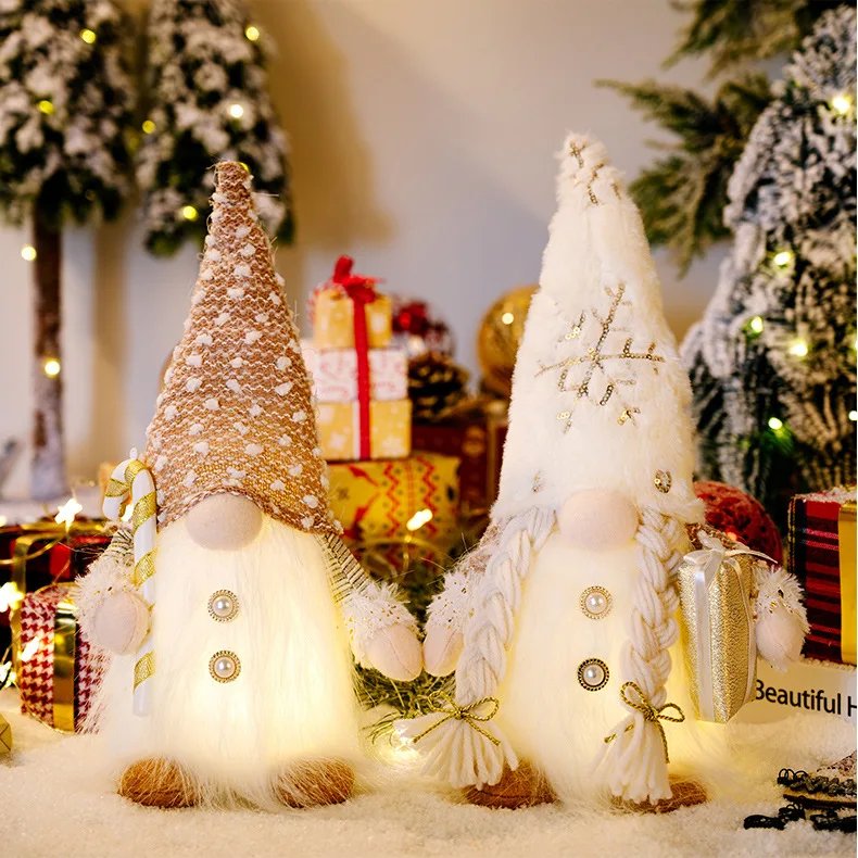 30cm Glowing Gnome Christmas Decorations 2024 Faceless Plush Dolls elf Home Ornaments Navidad New Year 2024 Gift