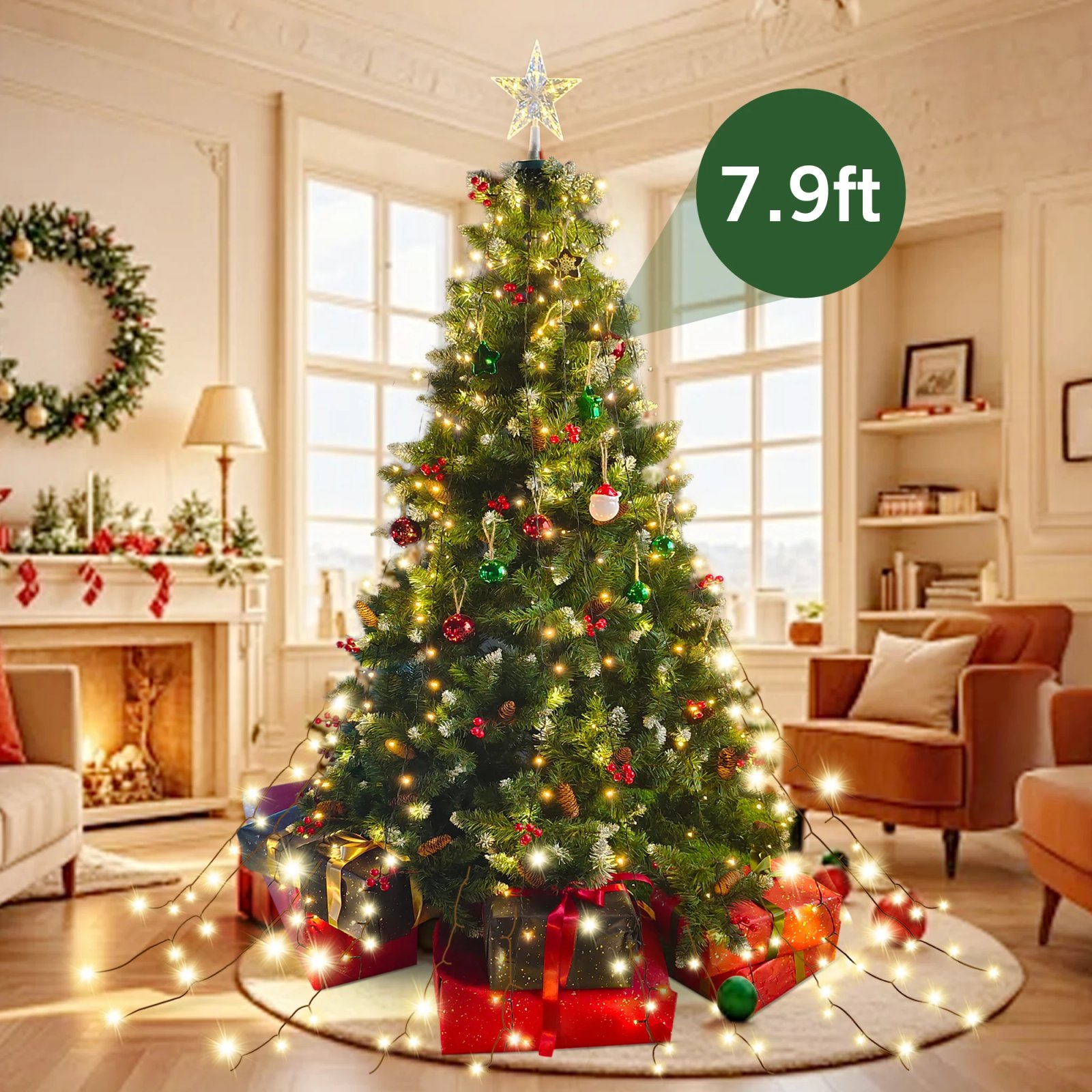 7.9feet Christmas Tree Home Decoration Party Living Room Decor Christmas Eve Ornament for New Year Gifts