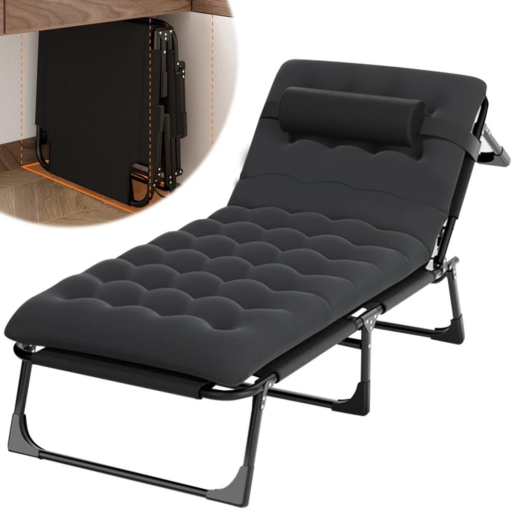 Folding Lounge Chair Portable Foldable Recliner Adjustable Sun Lounger Chair Reclining Chair for Beach Patio Yard