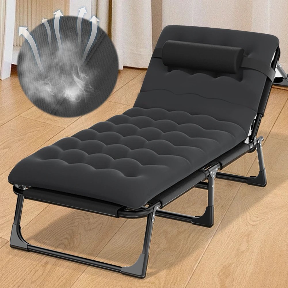 Folding Lounge Chair Portable Foldable Recliner Adjustable Sun Lounger Chair Reclining Chair for Beach Patio Yard