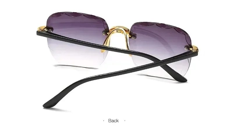 2024 New Rimless Women's Sunglasses Fashion Gradient Lenses Sun glasses Lady Vintage Alloy Legs Classic Designer Shades UV400