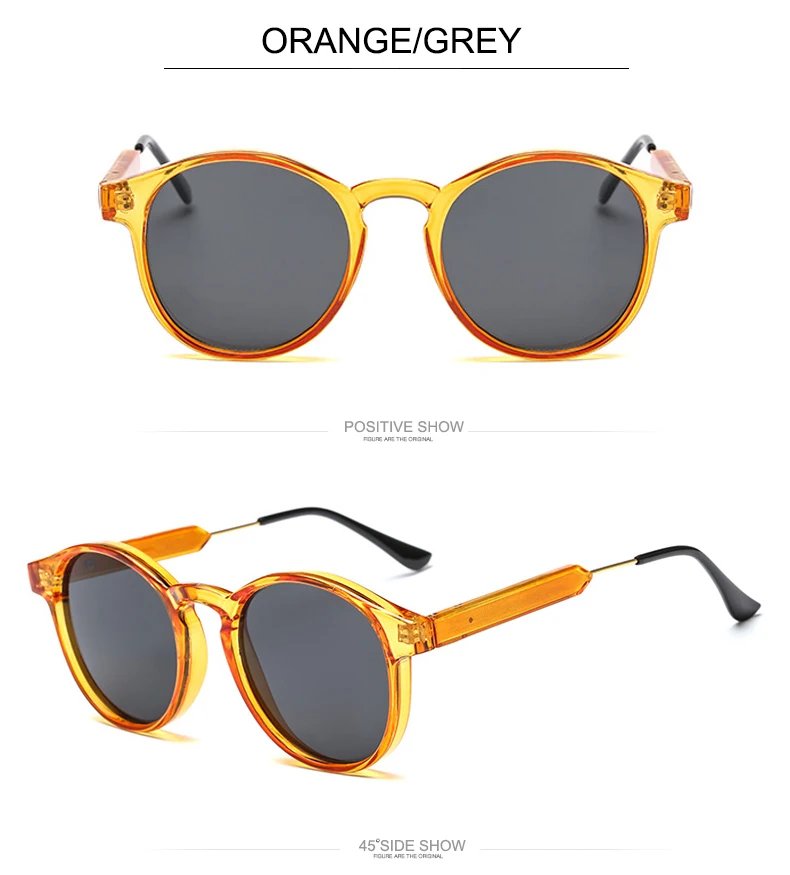 Retro Round Sunglasses Women Men Brand Design Transparent Female Sun Glasses Men Oculos De Sol Feminino Lunette Soleil UV400