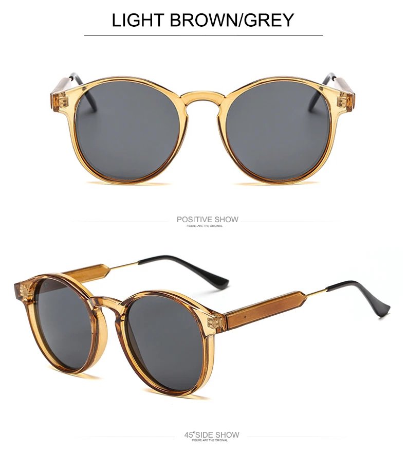 Retro Round Sunglasses Women Men Brand Design Transparent Female Sun Glasses Men Oculos De Sol Feminino Lunette Soleil UV400