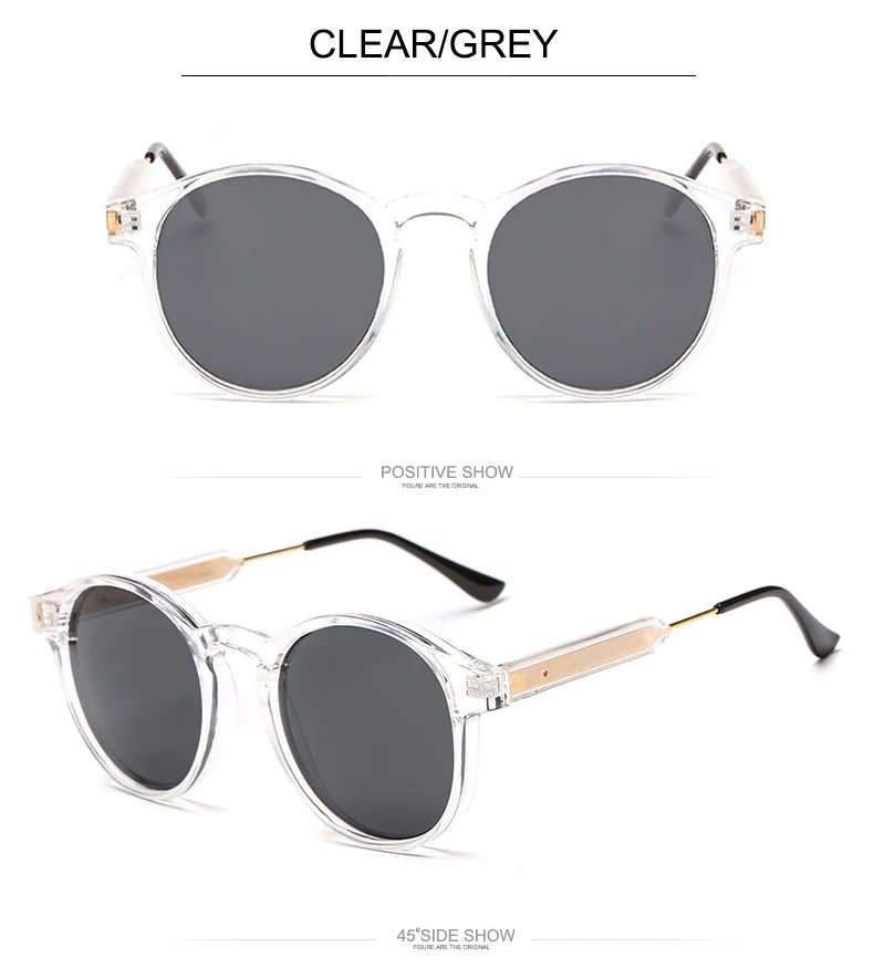 Retro Round Sunglasses Women Men Brand Design Transparent Female Sun Glasses Men Oculos De Sol Feminino Lunette Soleil UV400