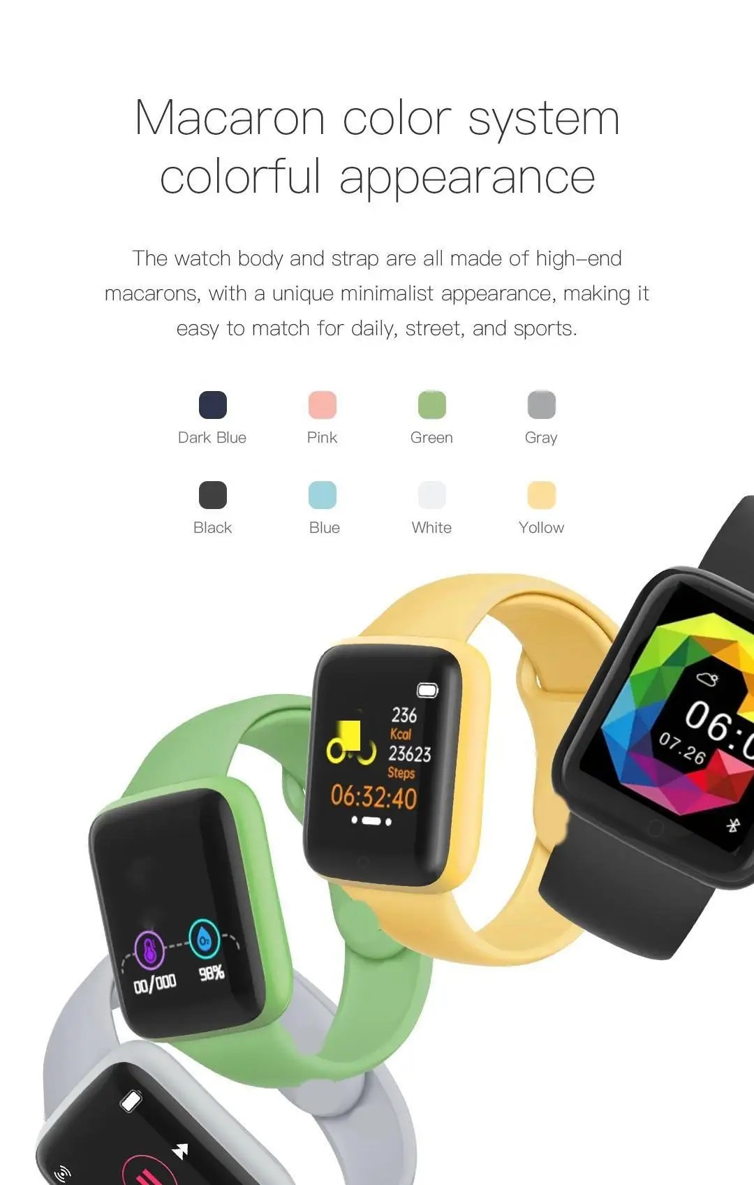 Y68S Real Step Count Rechargeable Smart Watch Men And Women Touchscreen Sports Fitness Watch Phone Connection IS Fully Compati