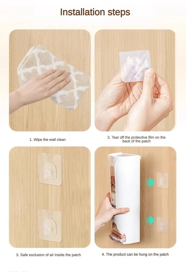 Kitchen Plastic Bag Holder Organizer Wall Hanging Garbage Bag Storage Box Bathroom Trash Bag Bucket Dispenser Kitchen Accessory