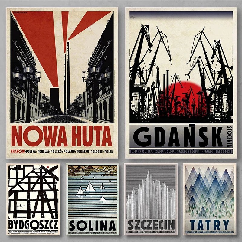 Vintage Poland City Posters Biebrza Solina Zakopane Canvas Printing Prints Wall Art Picture for Living Room Home Decor Gift