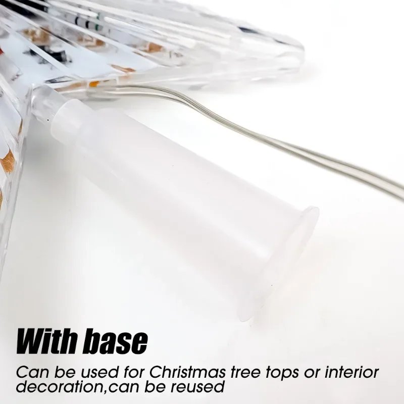 Christmas Star Tree Topper Lights LED Glowing Star Lamp Sparkling Night Light Xmas Tree Top Ornaments New Year Home Party Decor