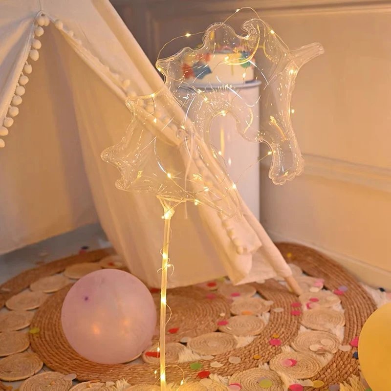 1 Set LED Clear Balloon Transparent Bobo Balloon with Led Light Round Heart Star Shape Ballons Globos for Birthday Party Decor