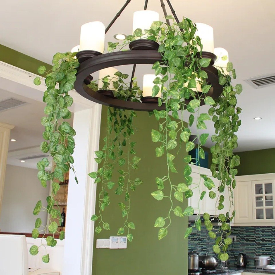 11M Artificial Plant Green Ivy Leaf Garland Fake Plant Creeper Hanging Vine Outdoor DIY Garden Wall Wedding Party Home Decor