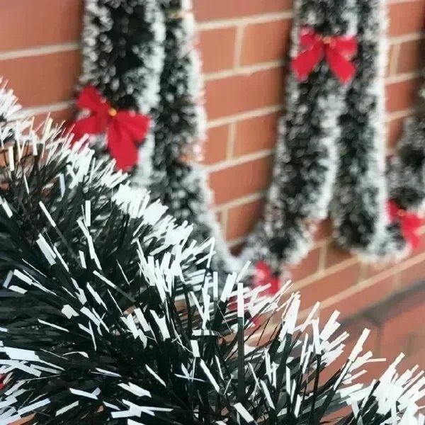 20/2M Christmas Ribbon Garland Xmas Tree Foil Pull Flower Ribbons Ornaments Green Cane Tinsel Wedding Party Decoration Supplies