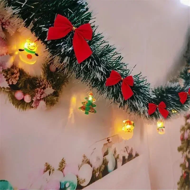 20/2M Christmas Ribbon Garland Xmas Tree Foil Pull Flower Ribbons Ornaments Green Cane Tinsel Wedding Party Decoration Supplies