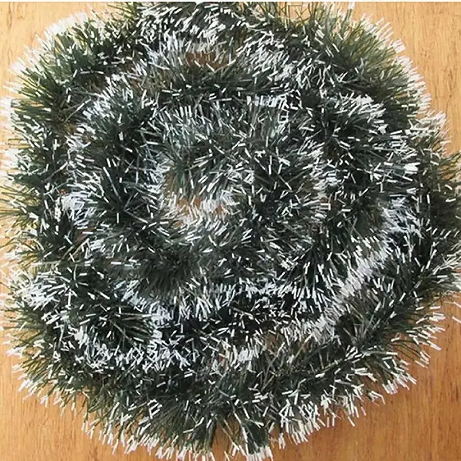20/2M Christmas Ribbon Garland Xmas Tree Foil Pull Flower Ribbons Ornaments Green Cane Tinsel Wedding Party Decoration Supplies