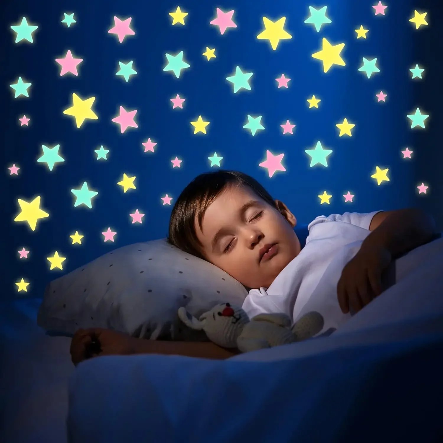 300/50pcs Glow in The Dark 3D Stars Wall Stickers Fluorescent Adhesive Luminous Mural Kids Baby Room Bedroom Ceiling Home Decor
