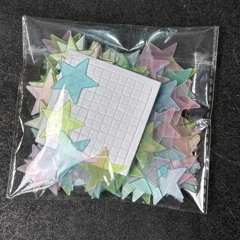 300/50pcs Glow in The Dark 3D Stars Wall Stickers Fluorescent Adhesive Luminous Mural Kids Baby Room Bedroom Ceiling Home Decor