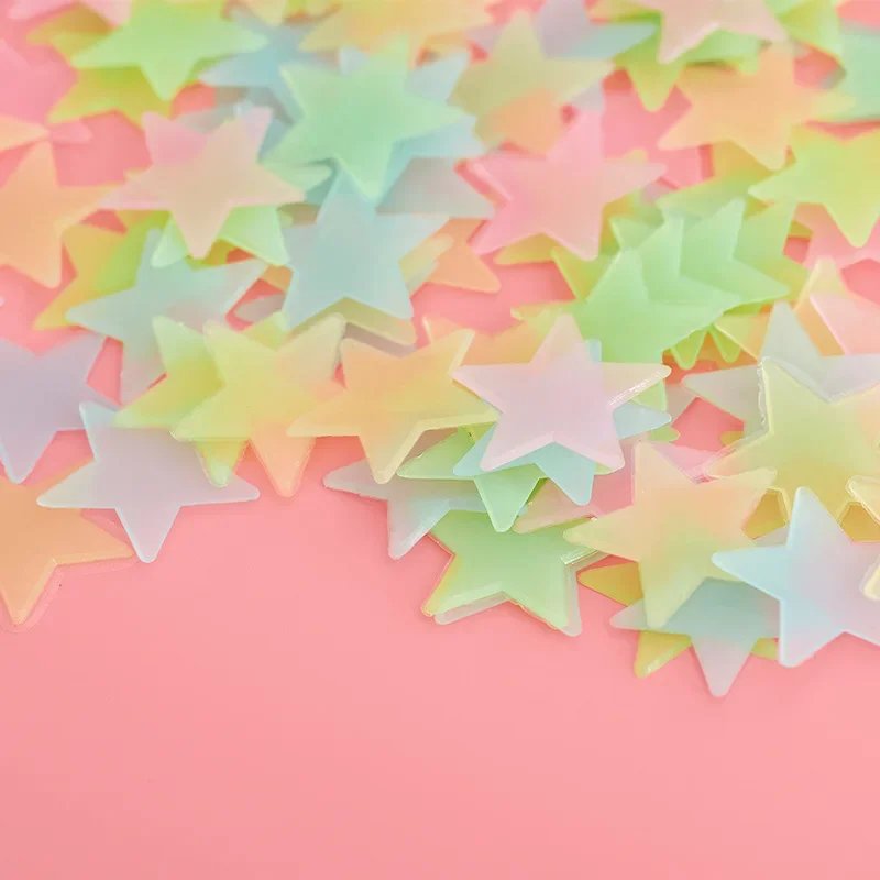 300/50pcs Glow in The Dark 3D Stars Wall Stickers Fluorescent Adhesive Luminous Mural Kids Baby Room Bedroom Ceiling Home Decor