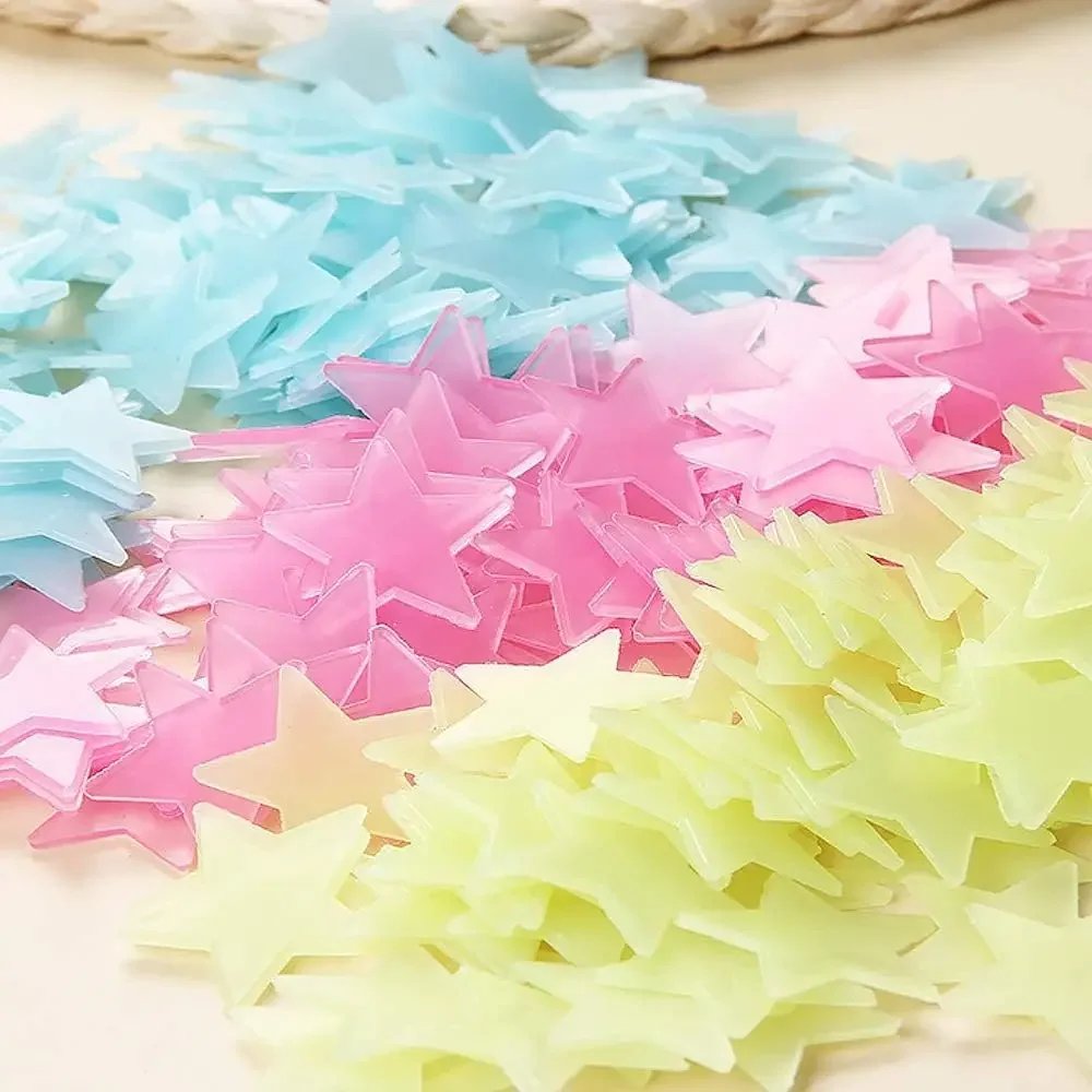 300/50pcs Glow in The Dark 3D Stars Wall Stickers Fluorescent Adhesive Luminous Mural Kids Baby Room Bedroom Ceiling Home Decor