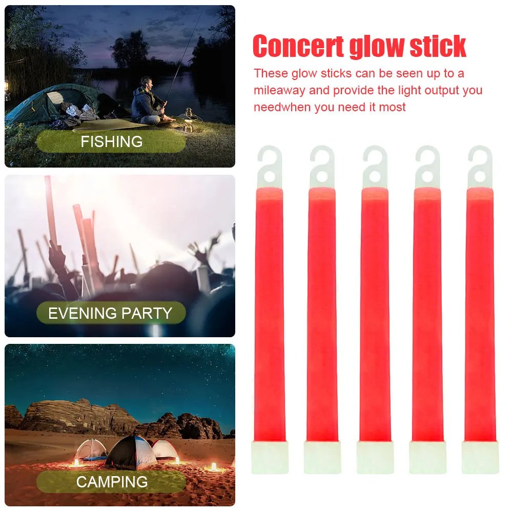 1/5/10PCS Fluorescence Glow Stick Military Glow Light Sticks with Hook Outdoor Emergency Glow In The Dark Party Light Sticks