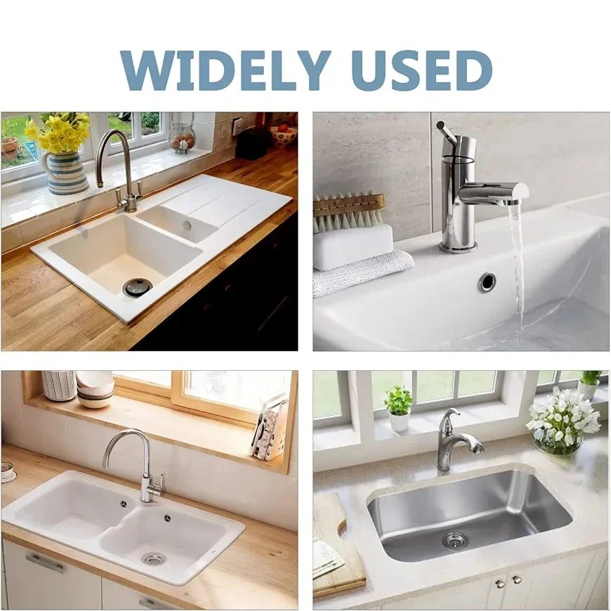 4PCS Plastic Bathroom Kitchen Basin Sink Overflow Cover Ring Insert Replacement Chrome Hole Round Drain Cap Drain Plug Sink