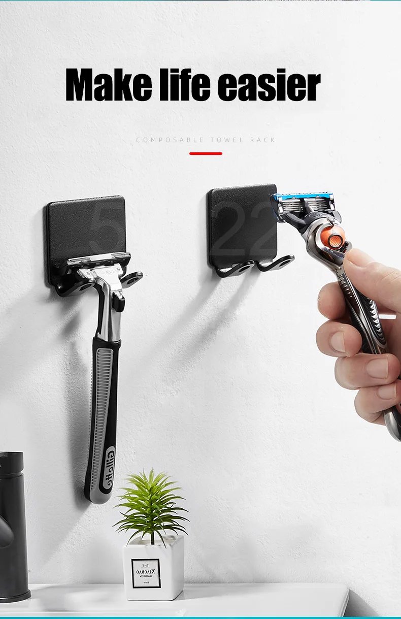 Shaving Razor Holder multi-function Men Shaving Shaver Storage Hook Wall Shelf Razor Rack Bathroom Kitchen Accessories Hooks