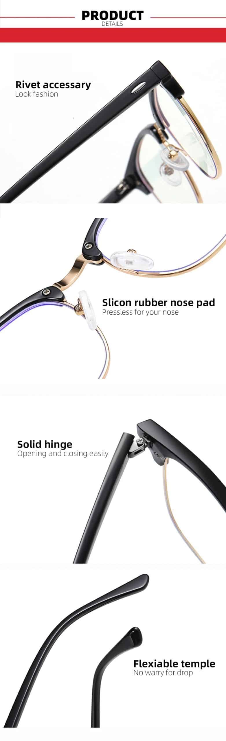 VIVIBEE Vintage Anti Blue Light Blocking Glasses Men Square Ray Filter Women Gaming Eyeglasses Black Frames Computer Eyewear