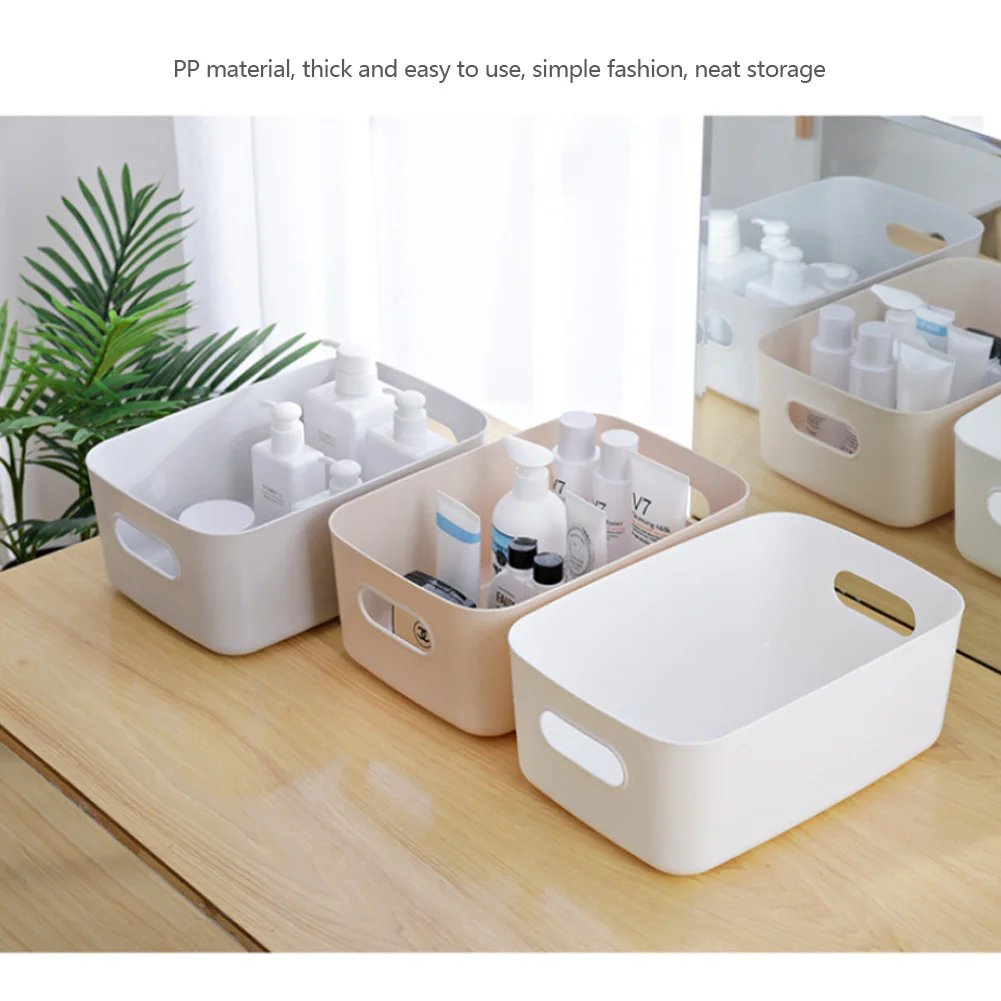 Rectangular Desktop Storage Basket Sundries Cosmetic Sorting Box Three Sizes Food Organizer Bin for Kitchen Bedroom Office Tool