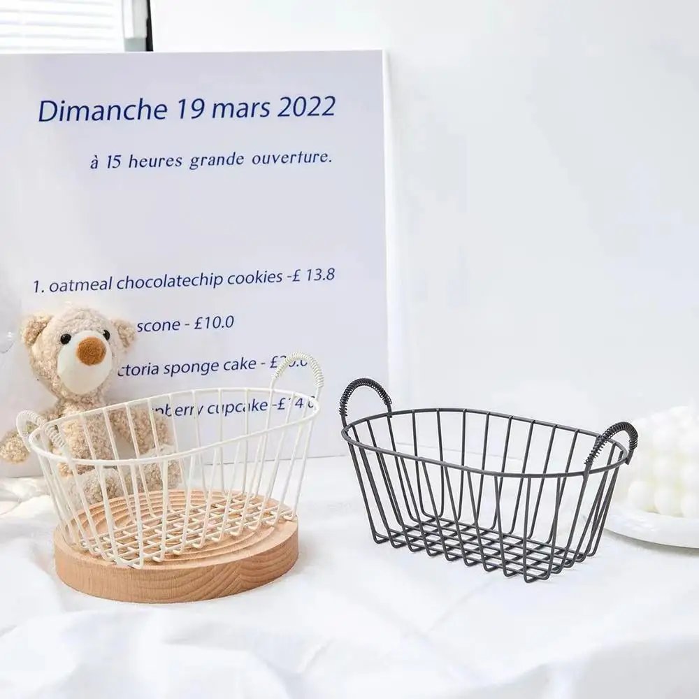 Snack Wire Baskets Iron Mesh Fruit Basket Sundries Organizer Bread Holder Photo Props Storage Iron Basket Storage Organizer