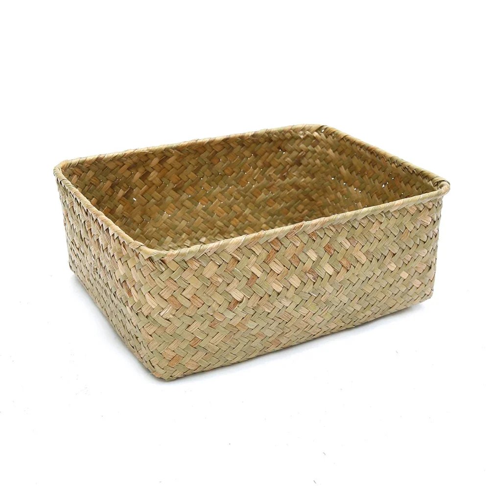 Handmade Straw Dried Flower Fruit Pot Basket Rattan Box Candy Earphone Panier De Rangement Organizer Useful Storage Cesto