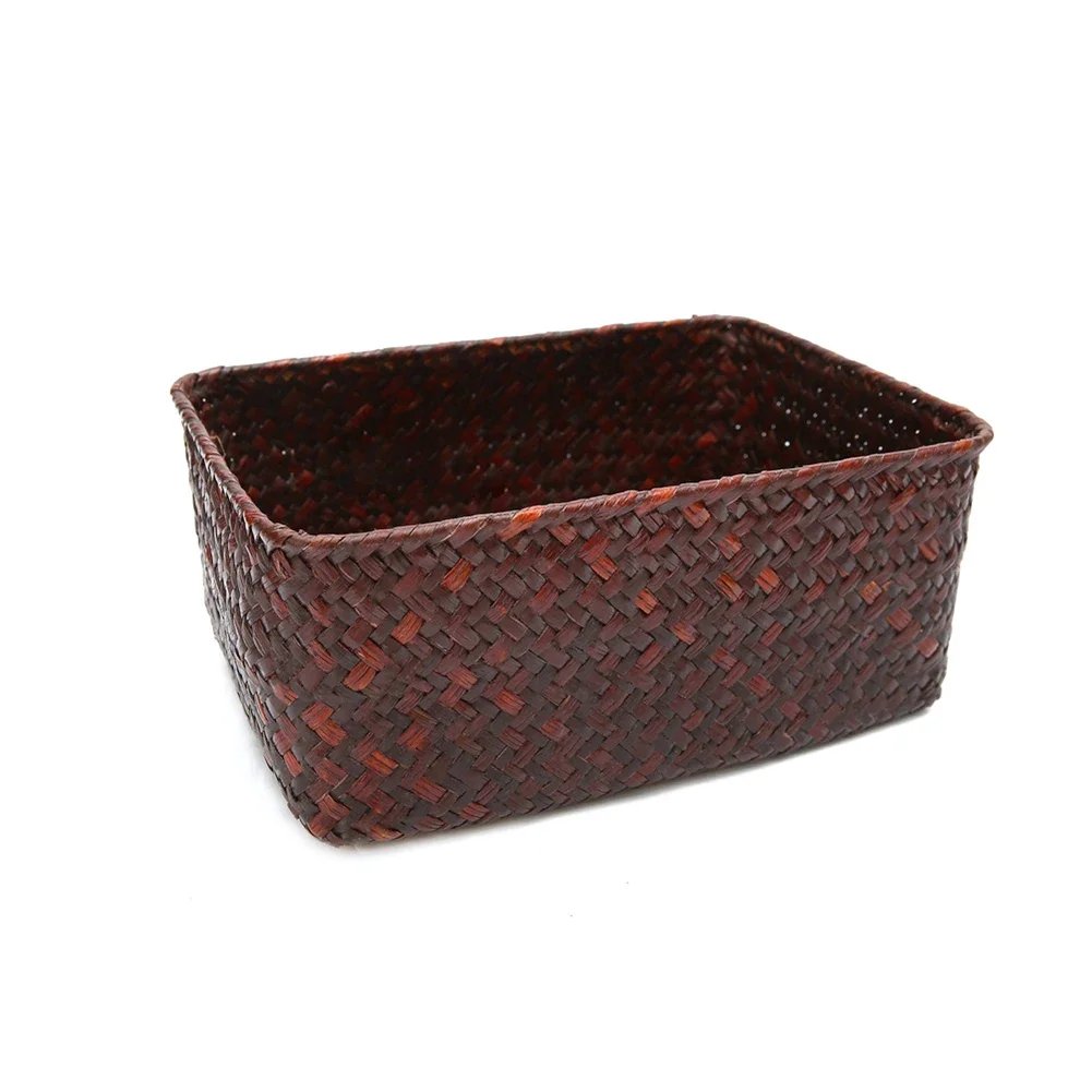 Handmade Straw Dried Flower Fruit Pot Basket Rattan Box Candy Earphone Panier De Rangement Organizer Useful Storage Cesto