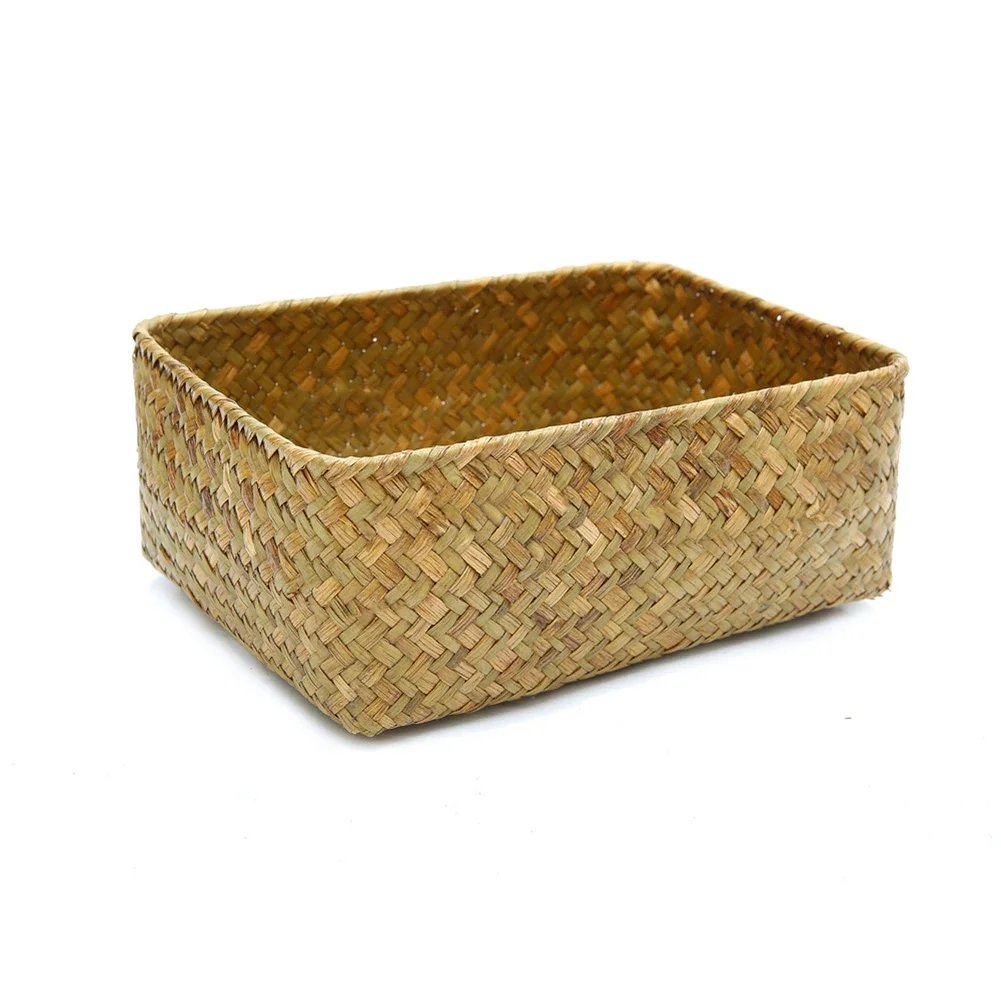 Handmade Straw Dried Flower Fruit Pot Basket Rattan Box Candy Earphone Panier De Rangement Organizer Useful Storage Cesto