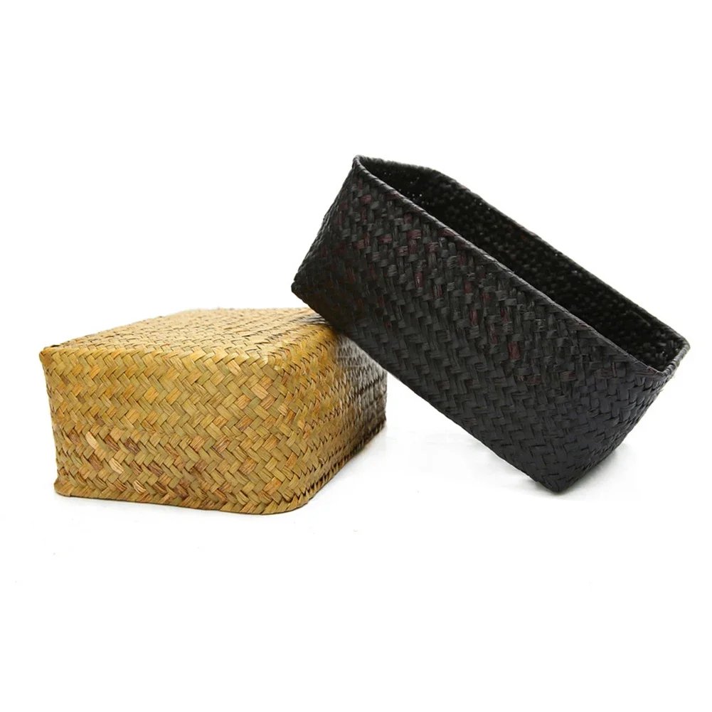 Handmade Straw Dried Flower Fruit Pot Basket Rattan Box Candy Earphone Panier De Rangement Organizer Useful Storage Cesto