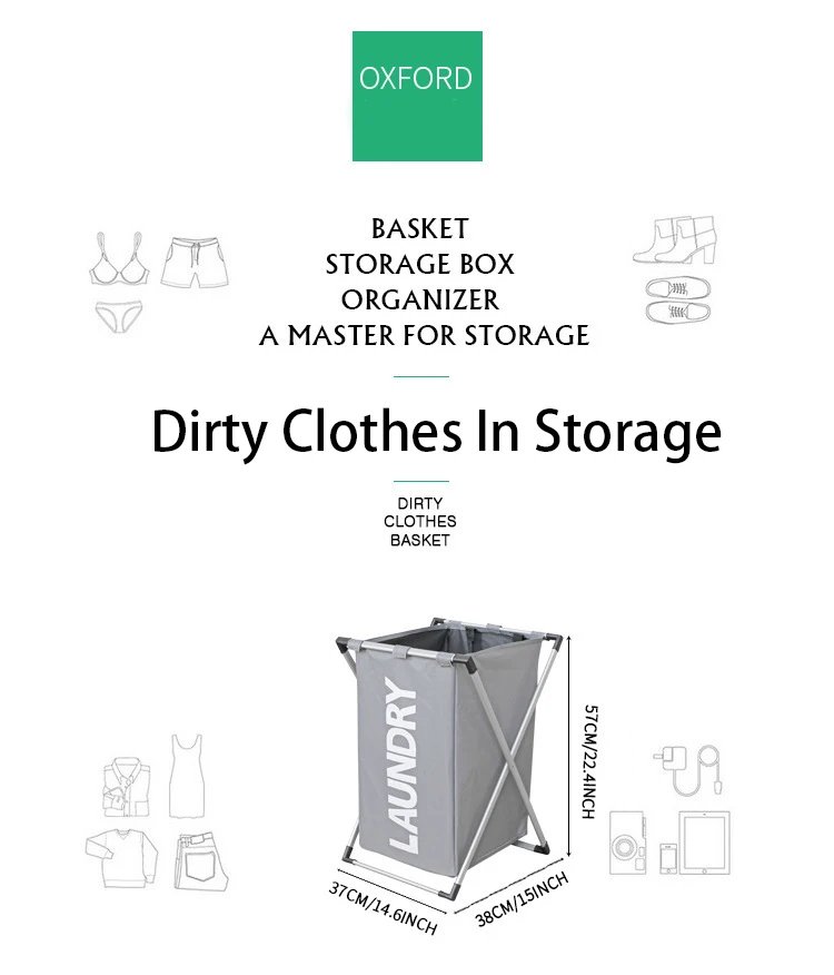 Large Laundry Basket Foldable Waterproof Grid Organizer Basket Dirty Clothes Toys Laundry Baskets Storage Household Organizers