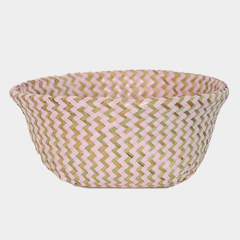 Boho Decor Striped Wicker Storage Baskets Handmade Collapsible Laundry Basket Patchwork Seaweed Flower Belly Garden Flower Pot