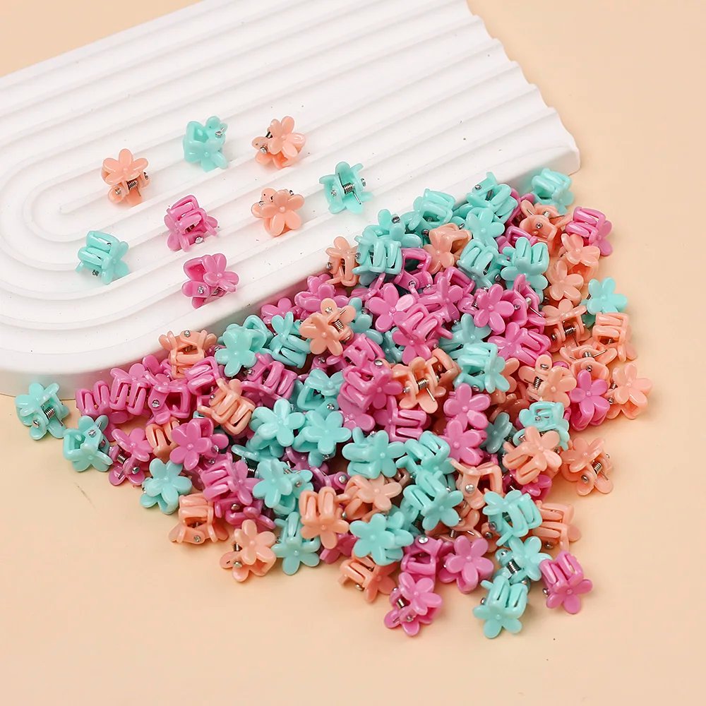 10/40pcs Girs Small Hair Claws Cute Colorful Flower Star Lovely Hair Decorate Claw Clips Hairpins Kids Sweet Hair Accessories