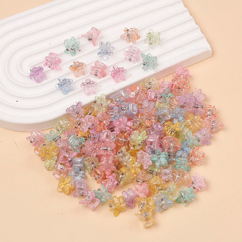 10/40pcs Girs Small Hair Claws Cute Colorful Flower Star Lovely Hair Decorate Claw Clips Hairpins Kids Sweet Hair Accessories